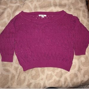 Forever 21 fuchsia off the shoulder crop sweater